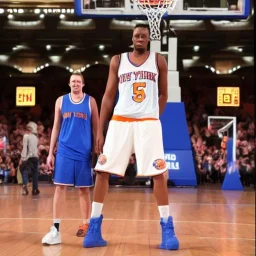 the world's tallest man playing basketball for the new york Knicks