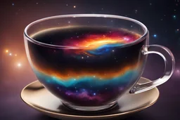 high quality, 8K Ultra HD, Space stars and galaxies ELEMENTS inside CUP COFFEE made of crystal, GALAXY COLORS, by yukisakura, high detailed, gradienT galaxy background