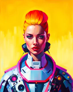 Retrato cyberpunk pintura al óleo calidad ultra maximalista