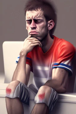 Realistic Stressed out dude who can hardly watch the outcome