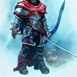 dungeons and dragons, fantasy, dwarf, dark priest, full plate armour, ironclad, dark silvery metal, dark red glow, watercolour, large strokes, distinct face, portrait, head