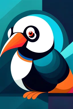 Combine three basic geometric shapes (e.g., circle, triangle, square) to create a unique painting Atlantic Puffin logo. Play with symmetry and repetition.