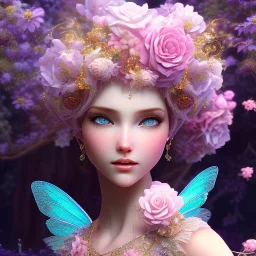 beautiful detailed fairy inside a flowery dreamscape, soft pastel colors, soft lightning