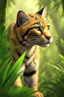 An animation of a beautiful jungle cat, front view