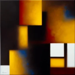 impasto painting on black canvas with gold painted in the style of malevich and mondrian