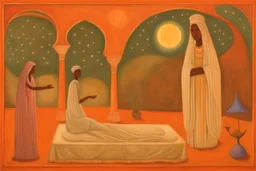 a scene from 1001 Nights by artist "Betye Saar",by artist "Leonora Carrington",by artist "David Inshaw"