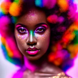 full body shot, masterpiece, best quality, family of three, dark skinned, sparkling eyes, fluorescent skin, colorful makeup, afro, highly detailed body, scifi, sun light, 4K, RAW, depth of field, high contrast, realistic details, 24mm