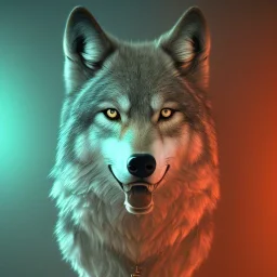 Wolf, red, orange, yellow, green, blue, purple, masterpiece, expert, 8K, hyperrealism, sharp focus, cinematic lighting