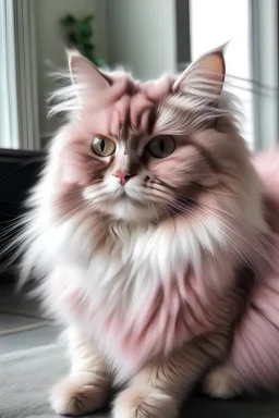 pink fluffy cat