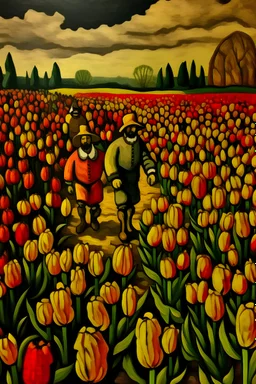 Campo de tulipanes estilo Diego Velazquez