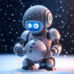 inbred media robot with fur holding a sphere with snow inside, motion blur, 8k, downlight, soft light, depth of field, photorealism, trending on art station, lotsa detail