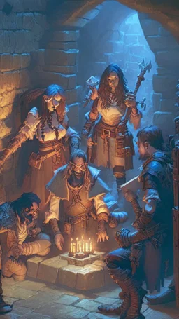 rpg group in a dungeon