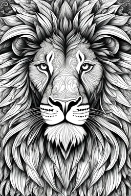 An abstract and expressive interpretation of a lion's features for coloring book