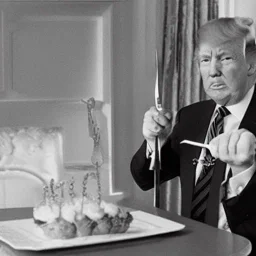 trump with fork made by outsider artist