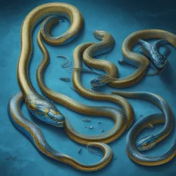 blue and black snake, 4k, details