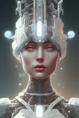 half - robot woman with cute - fine - face, pretty face, multicolored hair, realistic shaded perfect face, fine details by realistic shaded lighting poster by ilya kuvshinov katsuhiro otomo, magali villeneuve, artgerm, jeremy lipkin and michael garmash and rob rey