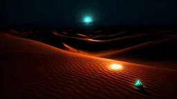A desert with subtile glowing in the sand
