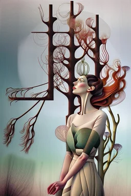 Streamline moderne woman windblown hair trees leaves carel weight Oxana dobrovolska catrin welz-stein andrea kowch andrea kurti art deco