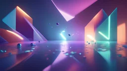 light reflections 3D cinema 4D redshift colorful blue purple, touch of green, ray of light, abstract shapes, universe