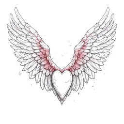 cute drawing of a heart with wings against a white background.