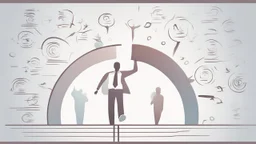 "An illustration symbolizing success and personal development, depicting an individual confidently progressing towards their goal, emphasizing the importance of personal leadership skills in life."