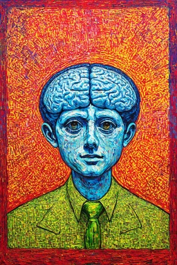 Consciousness is not part of the brain, but a fundamental field that penetrates everything; a surreal mashup of the styles of Philip Guston and Paul Klee