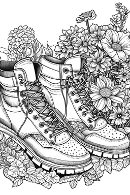 Flower Sneaker vintage Coloring Pages of Sneakers Blooming Shoes vintage Coloring Book for Adults Sneakers Grayscale Coloring Sheets Shoes