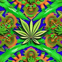 Marijuana, pattern, splash color, Psychedelic, detail, 8k, bright light