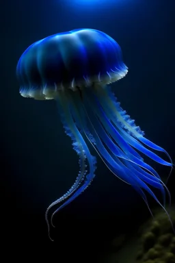 Larg dark blue jelly fish on Neptune