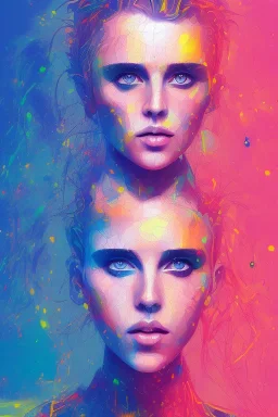  Danish singer MØ face,neon tones,Abstract Yoji Shinkawa,