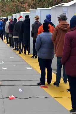 People standing in a line to vote