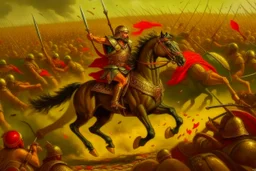 Alexander charging into battle, his army ready for conquest. But little did he know, a cunning adversary had set a trap, turning the tide of the battle in a way that left Alexander stunned and strategizing on the fly!"