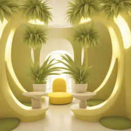 A tourist resort in the shape of a pineapple, interior design, section