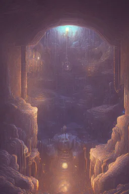 abstract, Moon in a dwarven mine underground, dungeon