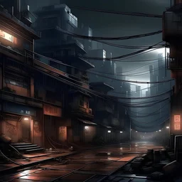 draw a photorealistic city scape in urban decay ruin porn at night in a cyberpunk dystopian fashion
