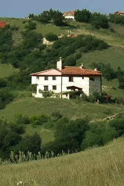 Casa en una colina con vista al pueblo