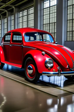 a red 100 feet long bmw beetle limo