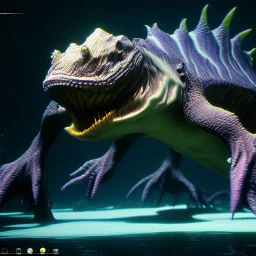 fluid ink csrnivore glowing aquatic creature, dark dirty water, lack of light, unreal engine 5, 8k resolution, photorealistic, ultra detailed