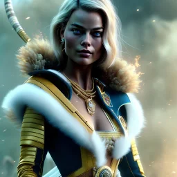 only margot robbie, fly hair, mist around, highly realistic, highly detailed, alerquina clothes, mist around, smoke