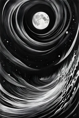 Show me the Champion of Light, I'll show you the Herald of Darkness, Lost in a never-ending night, Diving deep to the surface, negative black, white, and gray Speedpaint with large brush strokes, by Junji Ito