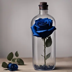 Midnight blue rose in a bottle