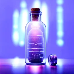 A digital message in a glass bottle. The message is the creation of artificial intelligence.