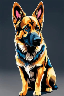 Full body Hermoso perro "Pastor Alemán" Arte illustration, colores contrastantes, calidad ultra, hiperdetallado, 12k