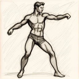 A dynamic sketch of a male figure, rendered in a sketchnote style with rough charcoal on aged paper.