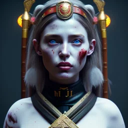 Irish woman, rounded face, blood, black, flower, leaves, samurai helmet, decorative color feathers, retro, bamboo, leather, soft color, highly detailed, art stations, concept art, smooth, unreal engine 5, god rays, ray tracing, RTX, lumen lighting, ultra detail, volumetric lighting, 3d, finely drawn, high definition, high resolution.