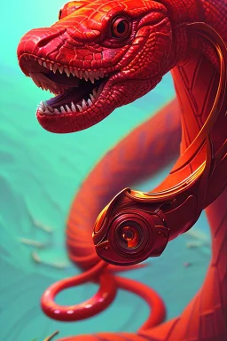 snake-like red monster , vibrant color lines, majestic, cinematic aesthetic, smooth, intricate, 8 k, by ilya kuvshinov, artgerm, darius zawadzki and zdizslaw beksinski