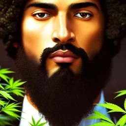 Kyle Rising of Sensi Trails, his handsome and highly detailed face, gothic, highly detailed, digital painting, highly detailed background of marijuana leaves, artstation, smooth, sharp focus, illustration, art by lisa frank, artgerm and greg rutkowski and alphonse mucha and william adolphe bouguereau, reggae