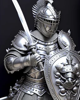 Gustavo Petro anthropomorphic 2d in silver armor with swords