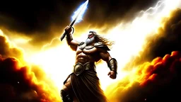 God Of Light Wielding A Weapon Of Light - high quality with clouds backgrounds