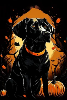 graphic Halloween, black dog
